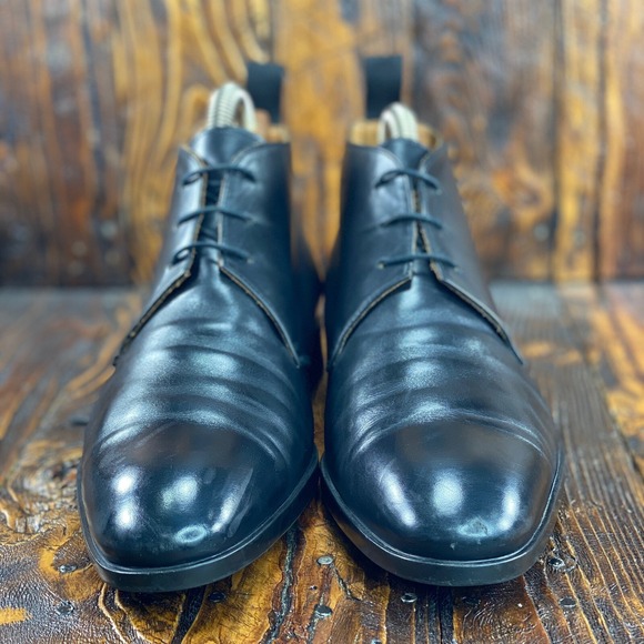 Doucal\'s Men Black Leather lace up Ankle Boots Size EU 41.5 / US 9 Made In Italy